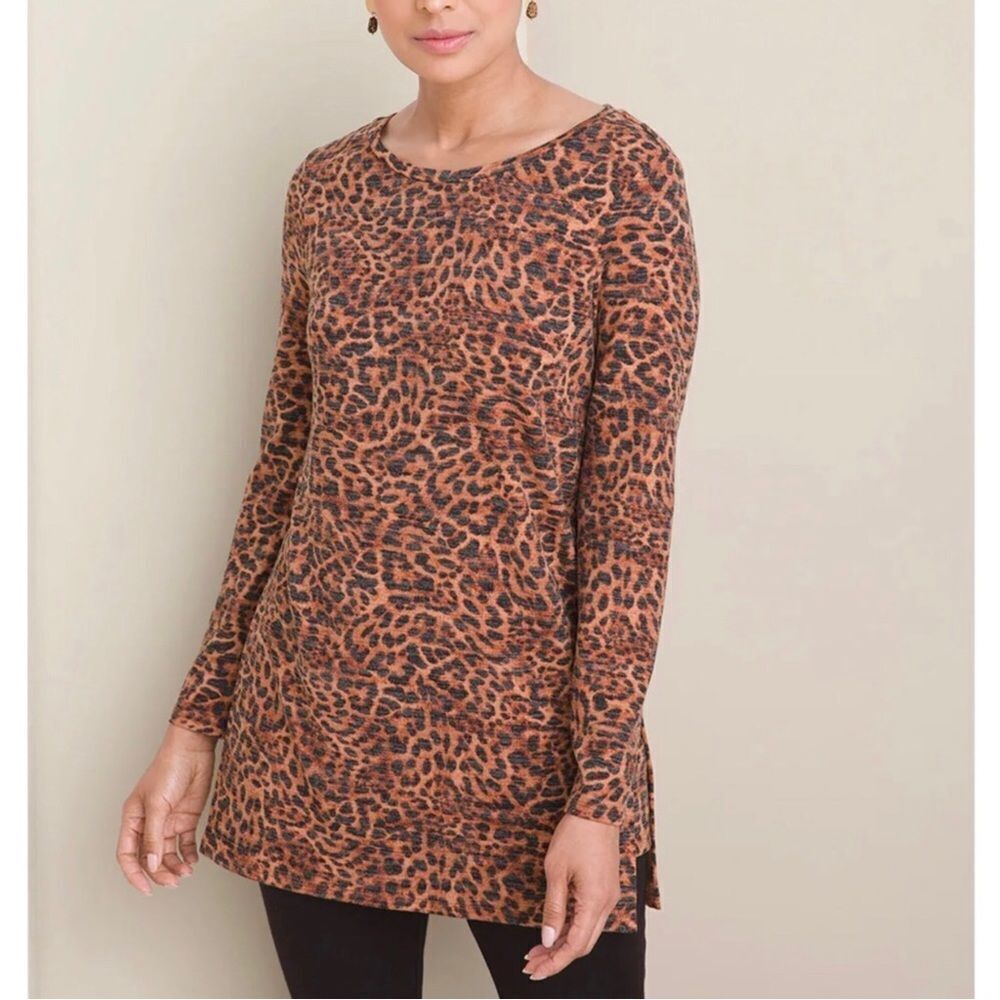 Chico’s Soft Chic‎ Animal-Print Tunic Brown Size Medium